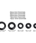 105 Piece Rubber Grommet Set For Wiring, Plumbing, And Cables, Guards Wires From Friction, Built Tough Rubber Construction, Five-Size Variety For Easy Replacement And DIY Projects, 5 sizes 4mm to 10mm