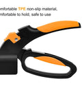 Ultimate 360 Degree Swivel Grass Shears with 5 Inch Stainless Steel Blades showing orange TPE non-slip handle.