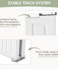 Close-up of 48 By 80 Inch Raised Textured Six Panel Bypass Hollow Core White Primed Sliding Closet Door With All In One Track Hardware Kit.
