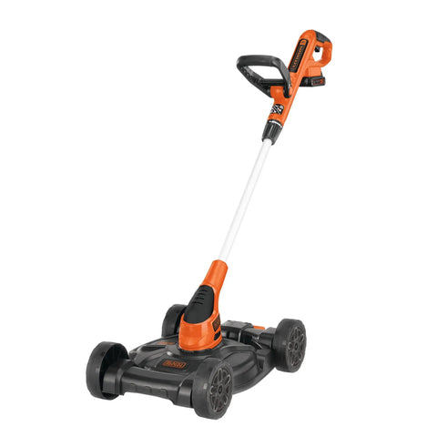 3 In 1 Cordless Weed Eater Lawn Edger And Lawn Mower With Two Batteries And Charger shown with wheeled deck