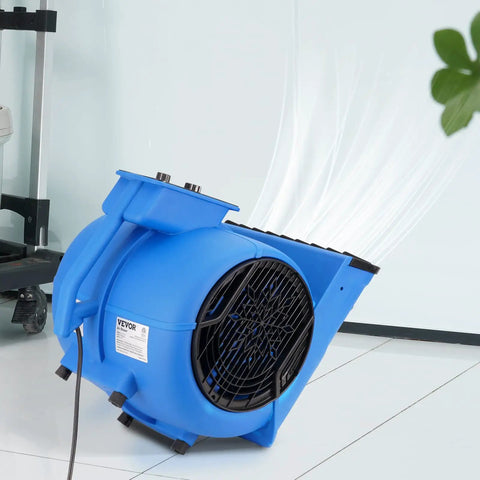Blue Beefed Up 1/2 HP Air Mover Carpet Dryer Portable Floor Blower with adjustable angles for home and commercial use.