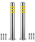 Tough As Nails Heavy Duty Security Bollard Posts 2 Pack 304 Stainless Steel Traffic Delineators with Reflective Strips