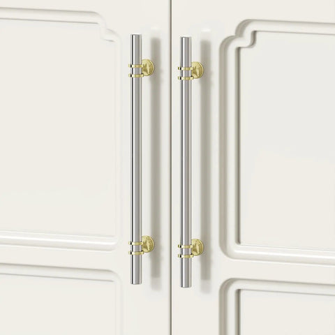 10 Pack 5 Inch Brushed Nickel And Gold Cabinet Pulls Heavy Duty Kitchen Drawer Handles For Cabinets Cupboards And Closets Rust Resistant Zinc Alloy Hardware Durable With No Fuss Install on white cabinet doors