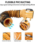 Flexible PVC ducting for Heavy Duty Utility Blower Fan 8 Inch Portable Ventilator 3300 RPM High Velocity Air Extractor