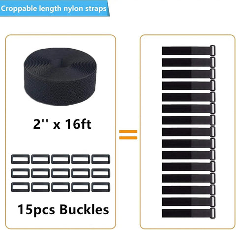 Two Rolls Of 32.2 Feet 1 Inch Cable Ties Heavy Duty Adjustable Length Zip Ties With 40 Metal Buckles Reusable Nylon Cinch Straps