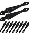 Heavy Duty Black Iron Gate Hinges For Outdoor Fences Tough As Nails Replacement Hinges For Yard Gates, decorative design, set of 10