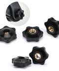 Heavy Duty 30 Pack Of 1/4-20 Six Point Star Knobs With Reinforced Brass Inserts, black knobs for easy jig making.