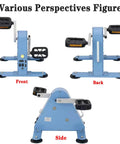Front, back, and side views of the 100W Portable Foot Pedal Generator With Hand Crank DC 1 To 35V Emergency Power Supply