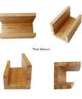 Two Pack Bamboo Pen Holder And Card Stand Set For Home Office And School, showing natural bamboo card stand design.