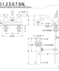 Technical diagram of 4 Inch Centerset Bathroom Faucet in Polished Nickel Finish, Deck Mount, 3-Hole Installation with dimensions