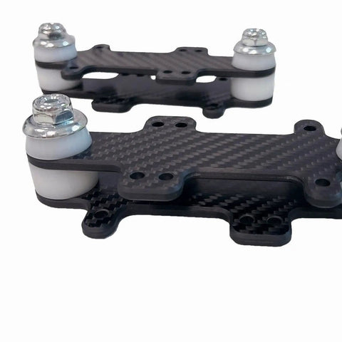Carbon Fiber Aluminum Alloy Skateboard Adapter Bracket For Land Surfboard, Easy Mount Direct Replacement Spare Part, Built To Last No Fuss Install Heavy Duty Upgrade For Maintenance And Stable Fit On Most Boards, Smooth Install. black carbon fiber bracket close-up