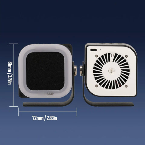 DIY Solder Smoke Absorber And Portable Fume Extractor, 15000RPM High-Flow Fan, front and side view with measurements
