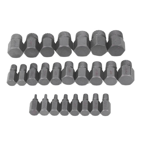 Beast Of A Screw And Fastener Extractor Set 25 Piece Molybdenum Steel Damaged Screw Remover Kit For Rusty Bolts And Nuts showing various sizes