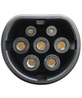Close-up of connector for Portable Level 2 EV Charger With Up To 16 Amp Smart Charging Is Plug And Go Ready And Works With 120V Or 240V Outlets Includes 16 Foot Cable For Home Or On The Go EV Charging White