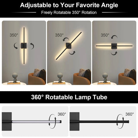 Total Vibe Shift Battery Operated Wall Sconce Set Of Two With Remote Touch Control Dimmable Led Wireless Black Light 350 Degree Rotation showcasing flexible rotating angles.