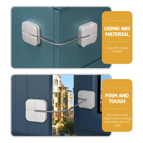 2 Pack Kid Safe Safety Cabinet Locks for home use sturdy ABS and steel construction silver childproof drawer and door latches