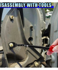 Using the remover tool from the 100 Piece Car Bumper Clip Kit With 6 Size Push Pin Fasteners And Remover Tool on a car door panel.