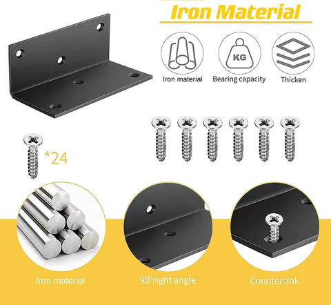 8 Pack Iron 4 Inch L Right Angle Brackets With Screws For Wood Shelves Cabinets And Furniture 4 Inch By 2 Inch By 2 Inch 3mm Thick
