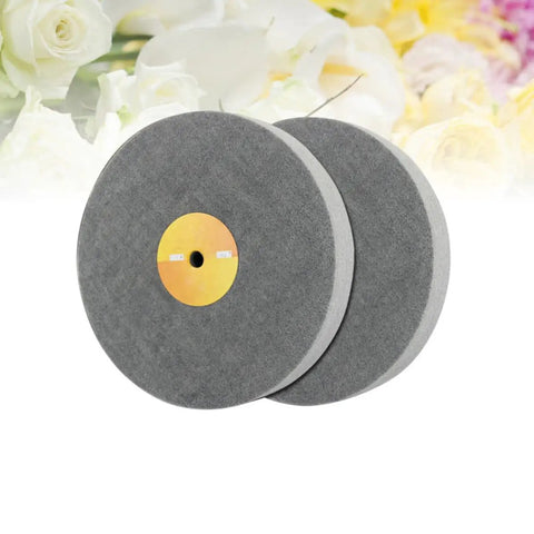 Pro Grade Nylon Fiber Polishing Wheel And Buffing Disc For Metal And Wood, dual disc set against floral background
