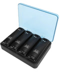 4 In 1 Wii Remote Charging Station With 4X 2800mAh Rechargeable NiMH Batteries in black case under blue plastic lid