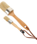 Two Piece Wood Handle Paint Brush Set For Walls And Decks Use With Stain Chalk Paint And Wood Surfaces Oval Synthetic Bristles Durable Smooth Finish For DIY Projects