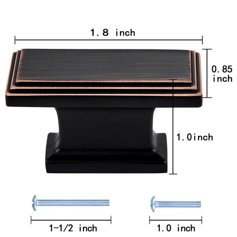 Built Tough Rectangular Cabinet Knobs Ten Pack Oil Rubbed Bronze Finish Heavy Duty Solid Metal Drawer Pulls For Kitchen Cabinets And Custom Storage Shelves