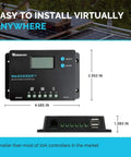 10 Amp 12V and 24V PWM Negative Ground Solar Charge Controller With LCD Display For AGM Gel Flooded And Lithium Batteries Wanderer 10A Smart 4 Stage Charging dimensions