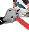 Heavy Duty Metal Sheet Cutter For Electric Drill With Universal 7mm Hex Shank, all-in-one cutter head and ergonomic handle displayed