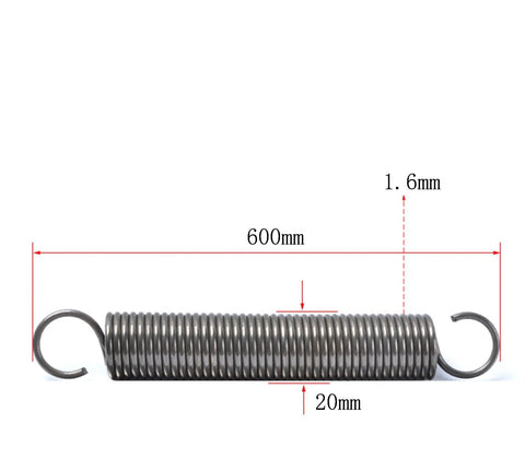 Pack Of Two Heavy Duty Dual Hook Tension Springs Heat Tempered Spring Steel Extension Pull Springs With Kickass Tensile Strength For Marine Gear Diy Builds And Home Fix Ups Ready To Grind It Out, 600mm length, 1.6mm wire diameter.