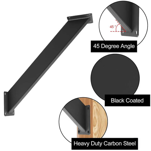 Heavy Duty 45 Degree Corner Support Brackets Built Like A Tank Rock Solid Steel Angle Braces for wood pergolas in black finish.