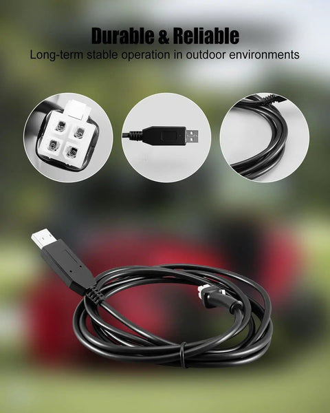 Custom Tuning USB Cable For 6 Foot Electric Golf Carts with durable black wire, connecting plugs for performance tuning.