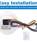 Back view of Rugged 2 Inch 52mm 3 in 1 Triple Gauge Set wires and instructions for cars, trucks, boats, and marine use.