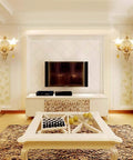 Slick Zinc Alloy Wall Sconces Featuring Elegant Crystal Accents For Smooth Cozy Bedroom And Living Room Lighting, set in a stylish living room.