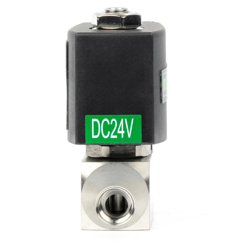 Quarter Inch High Pressure Solenoid Valve 24V DC Stainless Steel 60 Bar Heat Resistant For Industrial Water Gas Oil And Fluids Control