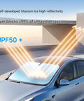 Premium Foldable Front Windshield Sunshade For Tesla Cybertruck And Cyberbeast Blocks Scorching Sunlight with UV protection.