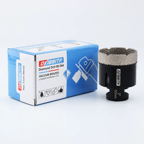 Dry Diamond Core Drill Bit 2 Inch Tile Hole Saw For Porcelain Ceramic Granite Brick Concrete With Vacuum Brazed Edge