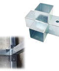 Tough As Nails 4 Way Square Tube Connectors For 1x1 1.5x1.5 And 2x2 Inch Metal Pipe 15 Piece Set shown in use with frame.