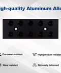 Front view of a high-quality aluminum 7-port dual-row manifold, part of the Multi Port Pneumatic Manifold For Air Water And Oil Distribution Inline Block Splitter Dual Row 5 Way 7 Port One Quarter Inch NPT Port Real Handy For Easy Hookup And Reliable Air Tools And Systems