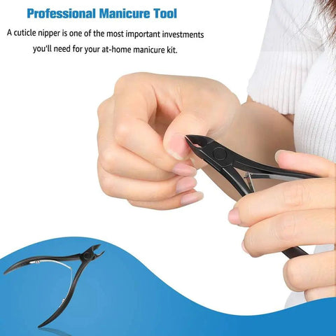 Half Jaw Cuticle Clippers For Pro Grade Nail Care Stainless Steel Cuticle Cutters shown in use