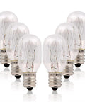 Six Pack E12 Candelabra Base 15W Incandescent Bulbs For Himalayan Salt Lamps And Plug In Night Lights displayed in row
