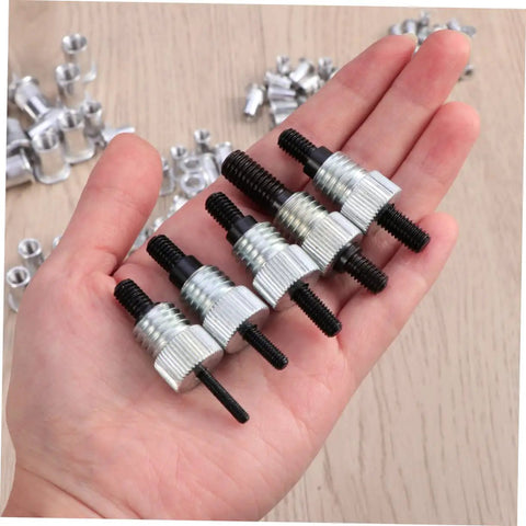 Dude Get This Heavy Duty Rivet Nut Tool Kit With 86 Pieces For Metal Work And Easy Blind Riveting That Makes Assembly Super Smooth And Totally Slayed For Any Serious Project: five aluminum rivet nuts in hand