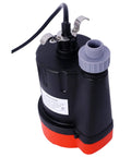 Heavy Duty Submersible Sump Pump 1/3HP 2500GPH Hauls Water Smooth With 10 Ft Cord close-up view of pump with outlet fitting