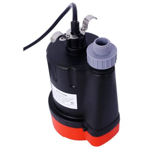 Heavy Duty Submersible Sump Pump 1/3HP 2500GPH Hauls Water Smooth With 10 Ft Cord close-up view of pump with outlet fitting