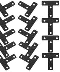 Black Stainless Steel T Shape Flat Angle Brackets With Countersunk Screw Holes For Chairs And Tables Ideal For DIY Furniture