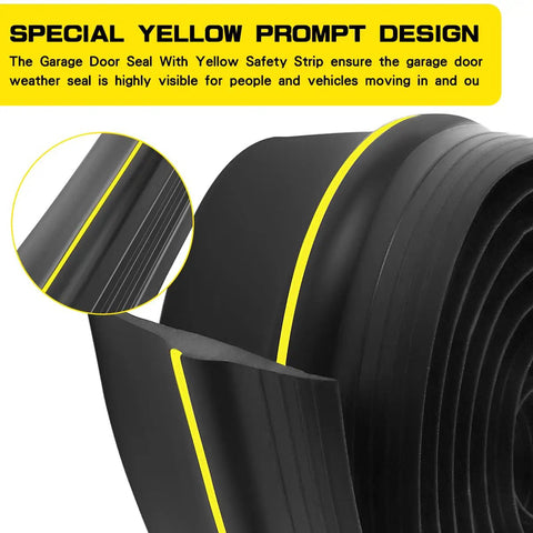 Universal Garage Door Bottom Threshold Seal Rubber Strip With Adhesives For DIY Weatherproof Weather Stripping Replacement 16ft Black EPDM Rubber For Standard Single Or Double Doors Flexible No-Fuss Install Crush Resistant