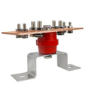Premium Copper Ground Bus Bar Kit 6x1.96x0.11 Inches With 8 Terminal Positions And SM40 Insulators, C12200 Copper, ASTM B280 Compliant, mounted bus bar with red insulator