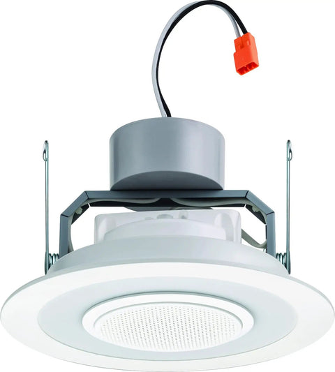 6-Inch Round Wireless Speaker Downlight LED With 4000K Cool White, 700 Lumens, White Trim, Battery Powered Li-Ion, Up To 6 Hours Of Speaker Play Time