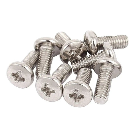 Heavy Duty M4 Stainless Steel VESA TV Mounting Screws 60 Piece Phillips Head Bracket Kit For Flat Screen Monitors, silver screws stacked.