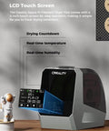 Upgraded Space Pi Filament Dryer Plus with LCD touch screen displaying temperature and humidity settings.