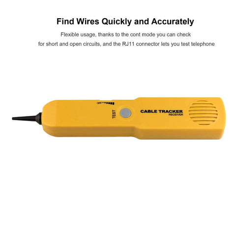 Yellow cable tracker receiver for Wire Tracer And Circuit Tester With Tone Generator And Probe Kit For Quick Cable Locating And Continuity Checks
